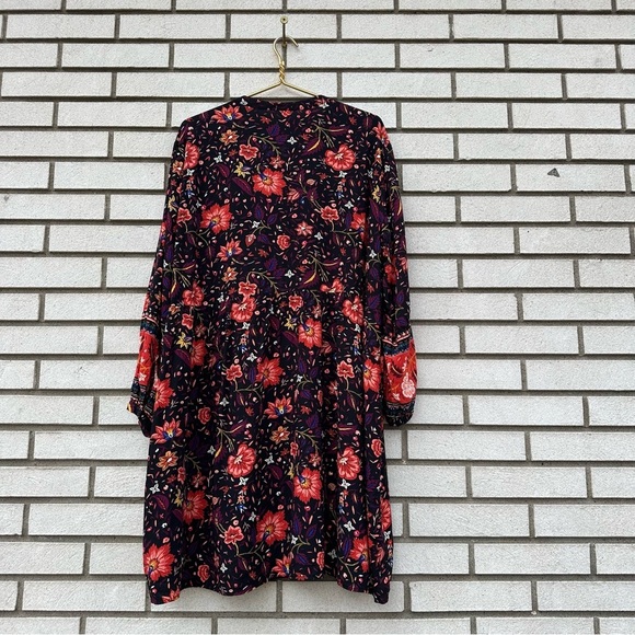 Old Navy Floral Pintuck Swing Dress Red Black Boho - Picture 12 of 12